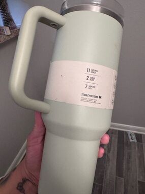Stanley Pale Green Handle Travel Tumbler